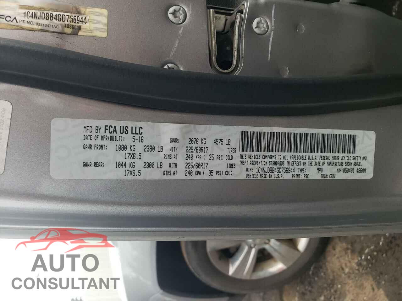 JEEP COMPASS 2016 - 1C4NJDBB4GD756944