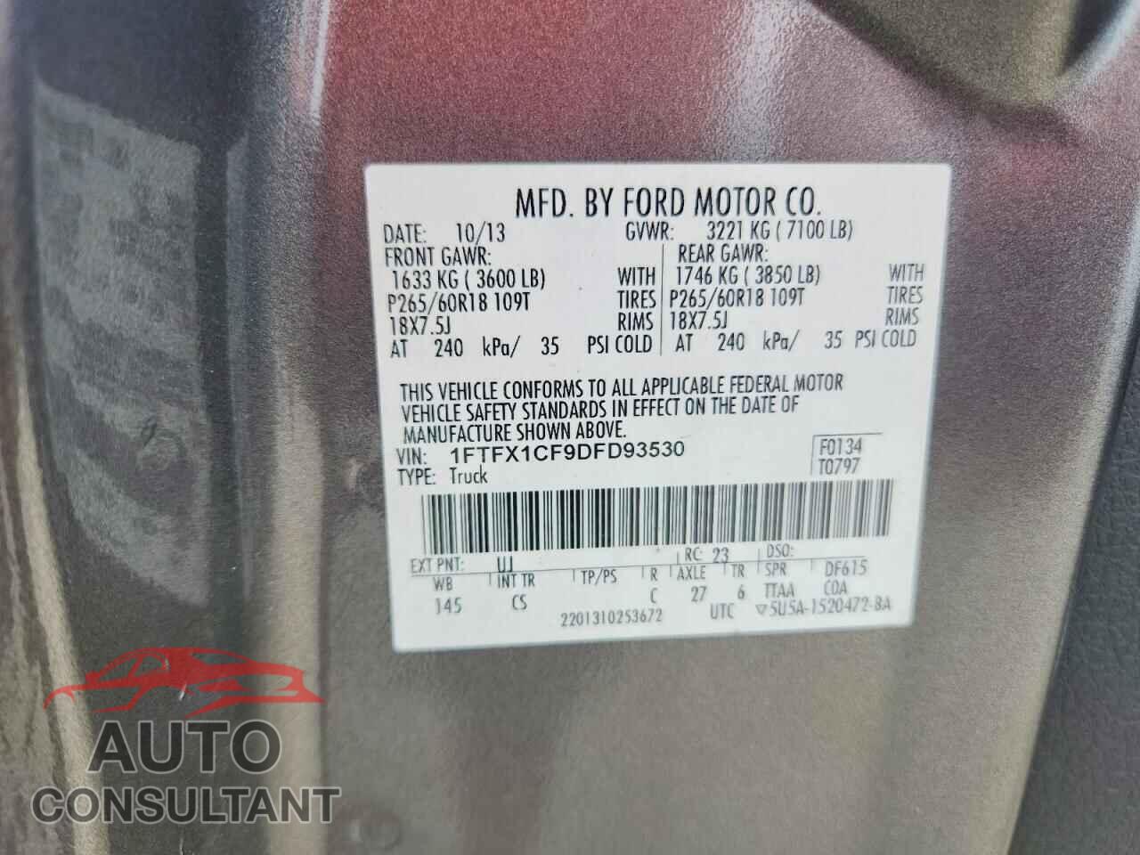 FORD F150 2013 - 1FTFX1CF9DFD93530