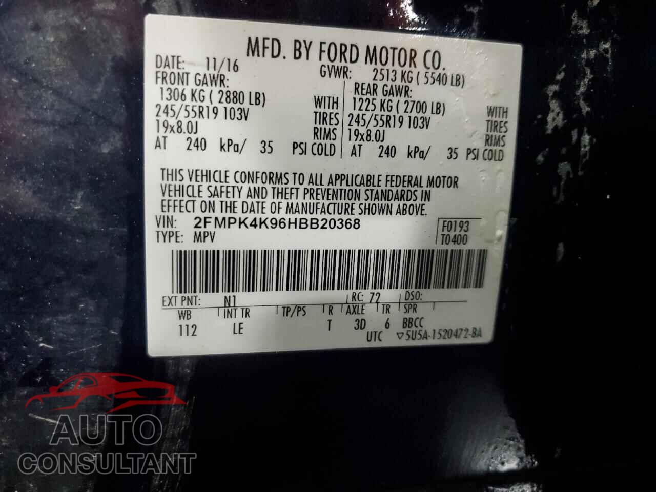 FORD EDGE 2017 - 2FMPK4K96HBB20368