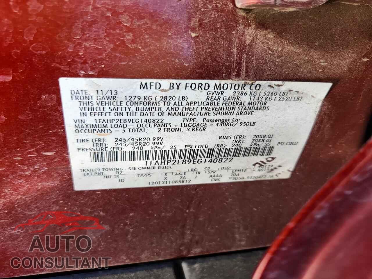 FORD TAURUS 2014 - 1FAHP2E89EG140822