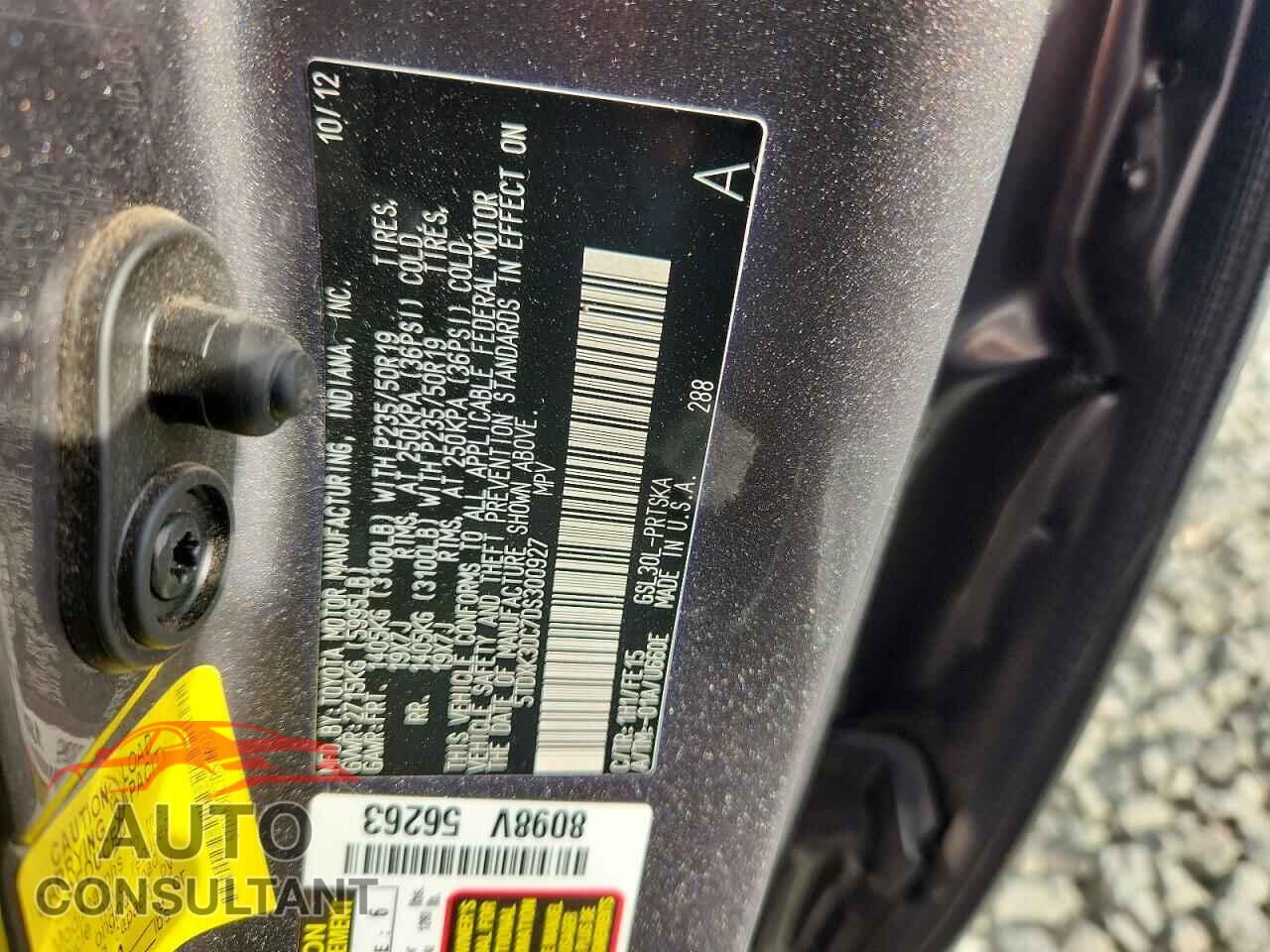 TOYOTA SIENNA 2013 - 5TDXK3DC7DS300927