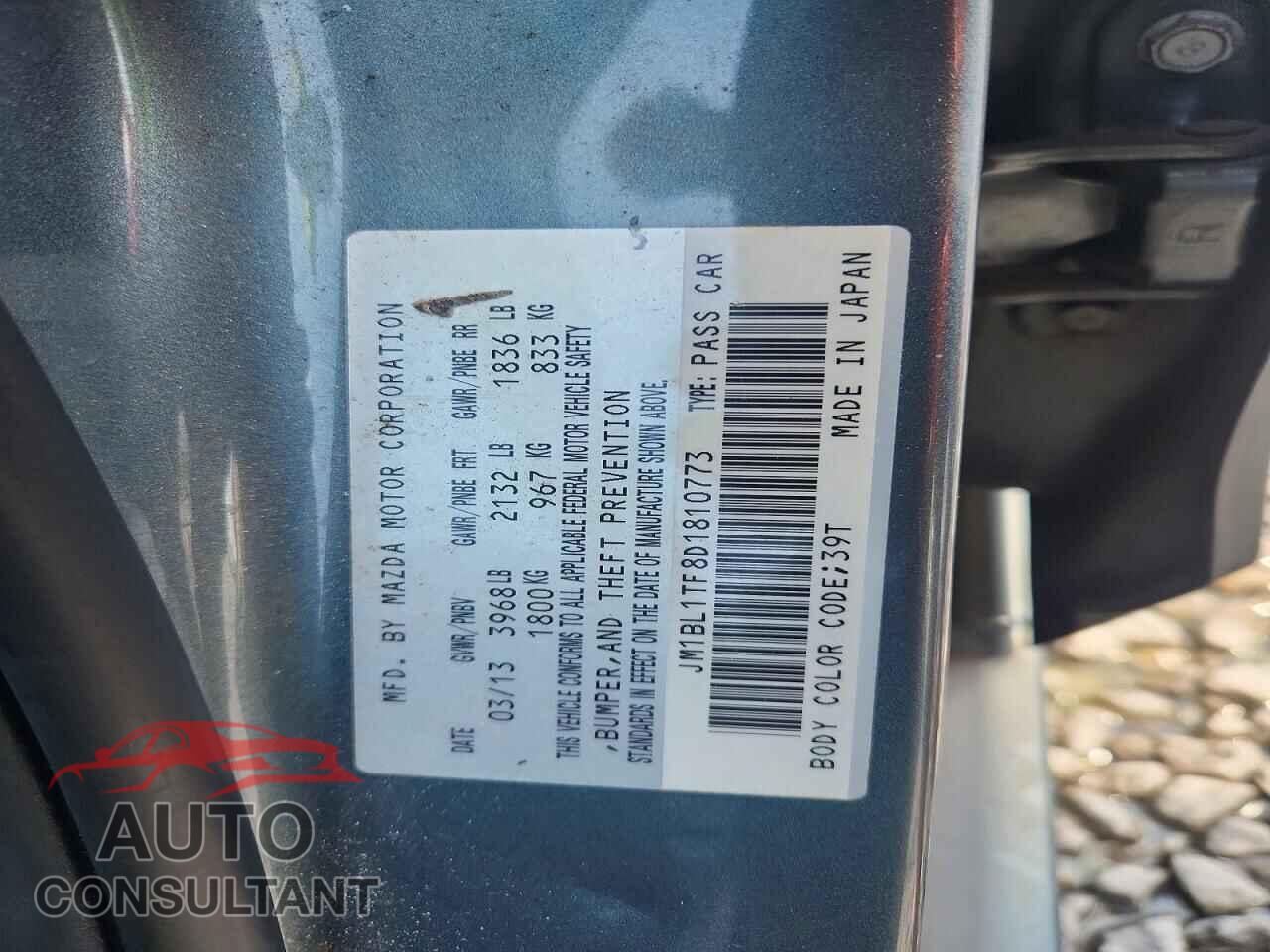 MAZDA 3 2013 - JM1BL1TF8D1810773