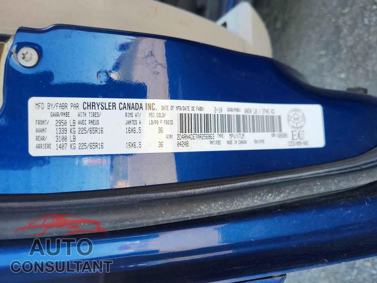 DODGE CARAVAN 2010 - 2D4RN4DE7AR256863