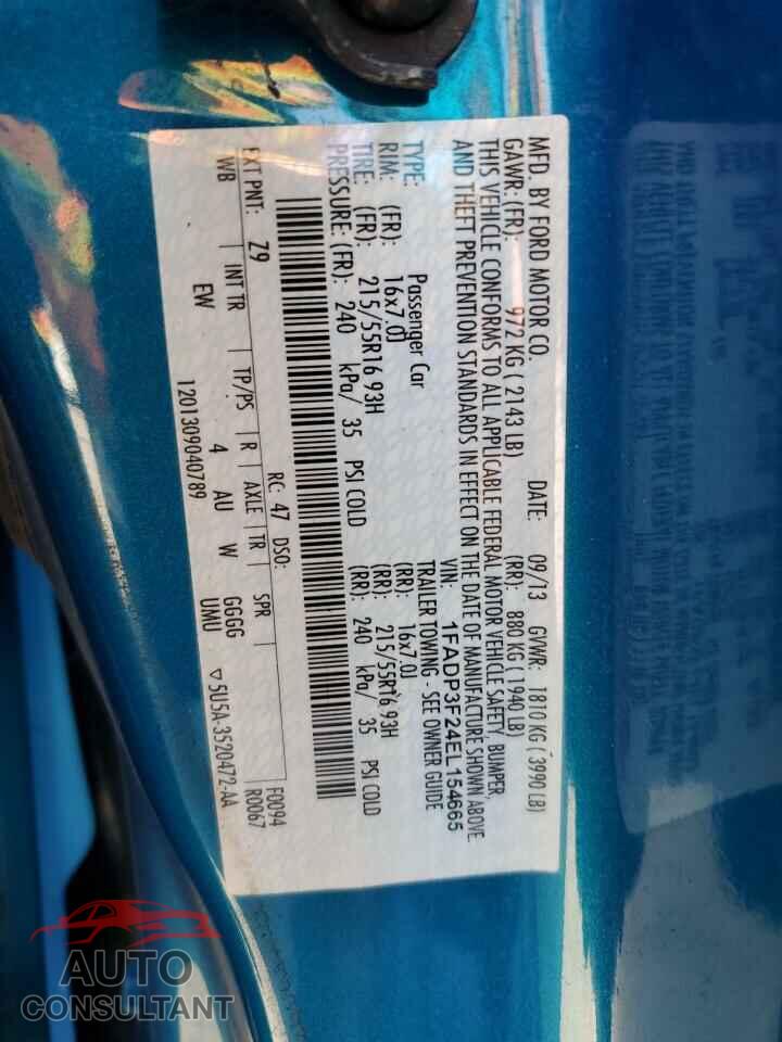 FORD FOCUS 2014 - 1FADP3F24EL154665