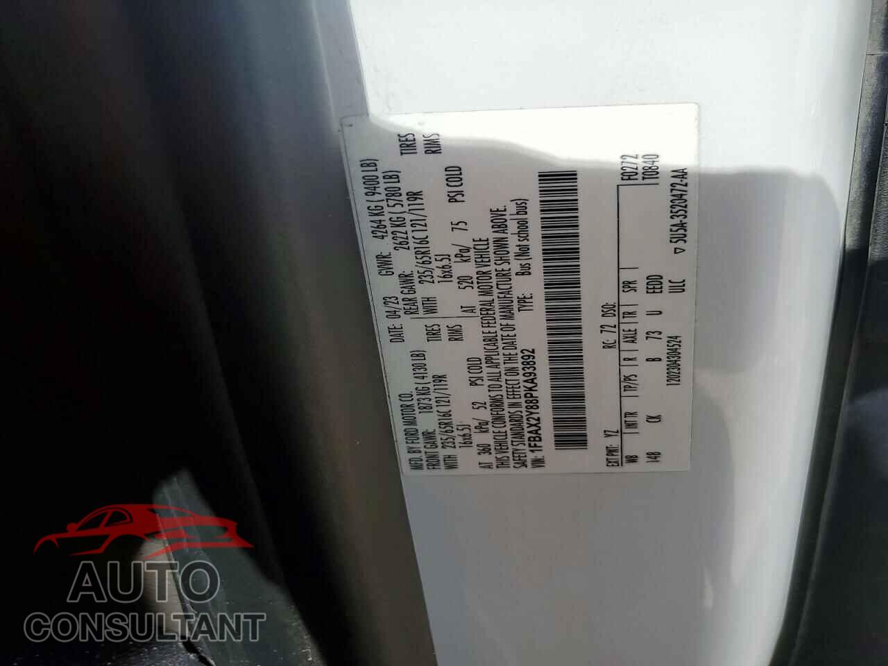 FORD TRANSIT 2023 - 1FBAX2Y88PKA93892