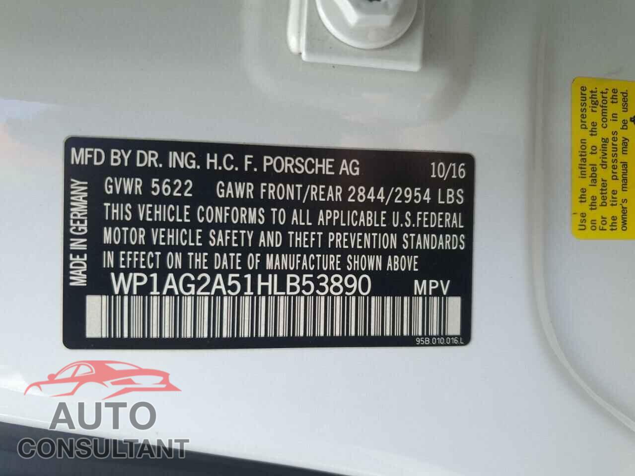 PORSCHE MACAN 2017 - WP1AG2A51HLB53890