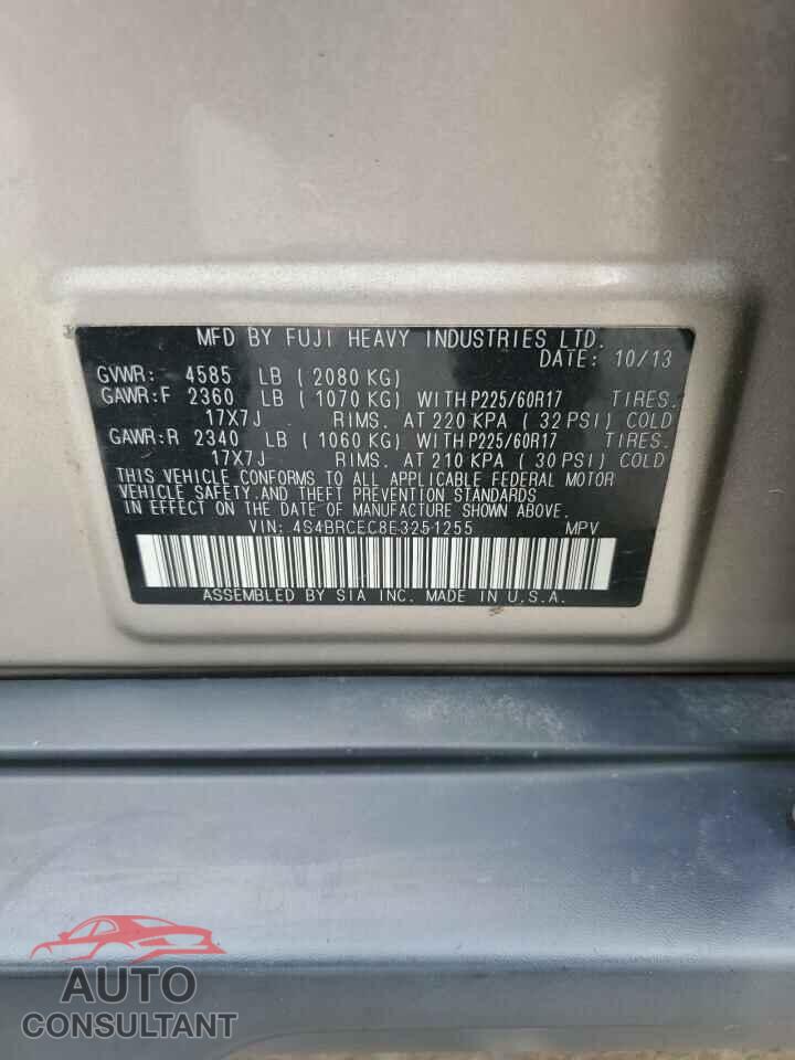 SUBARU OUTBACK 2014 - 4S4BRCEC8E3251255