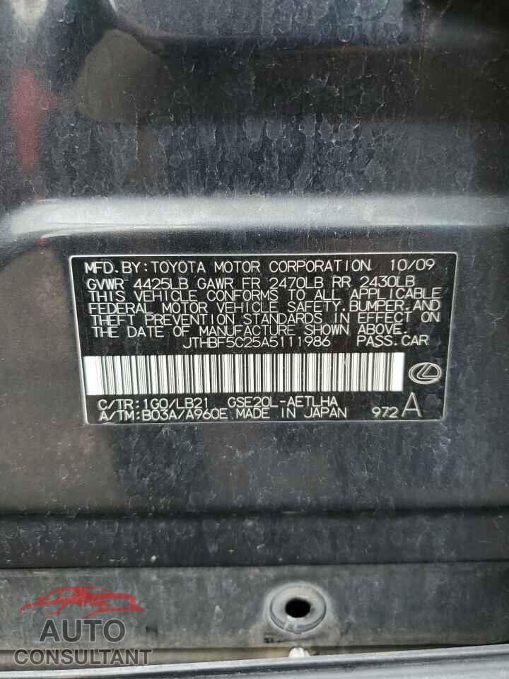 LEXUS IS 2010 - JTHBF5C25A5111986