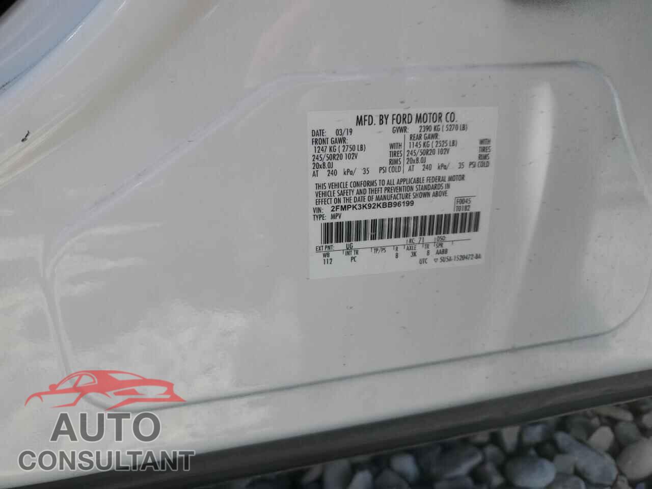 FORD EDGE 2019 - 2FMPK3K92KBB96199