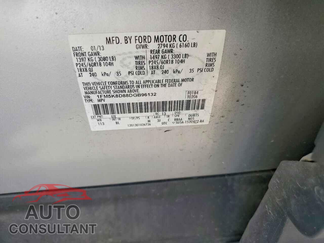 FORD EXPLORER 2013 - 1FM5K8D88DGB96132