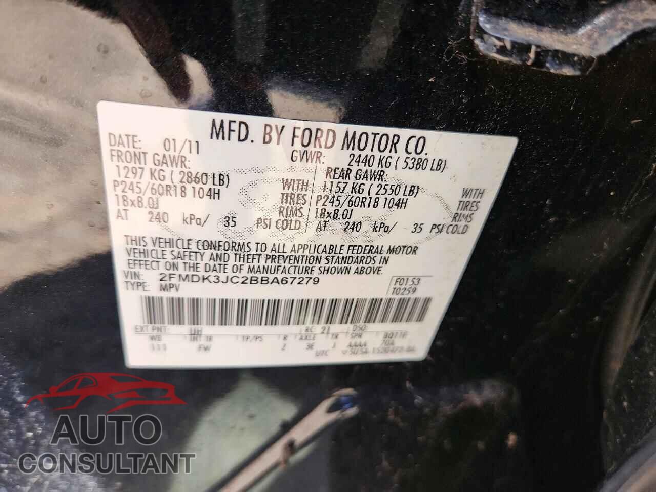 FORD EDGE 2011 - 2FMDK3JC2BBA67279