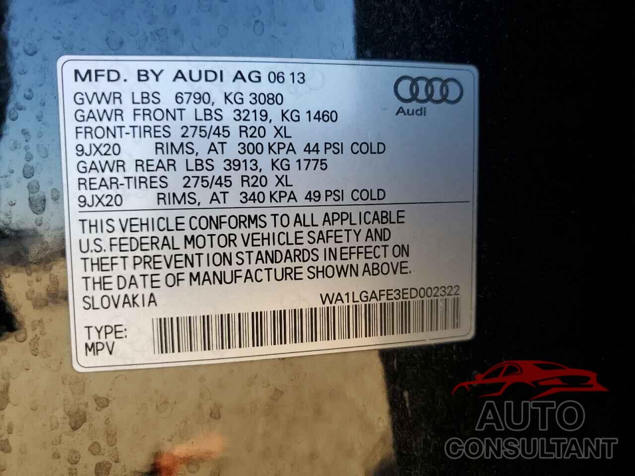AUDI Q7 2014 - WA1LGAFE3ED002322