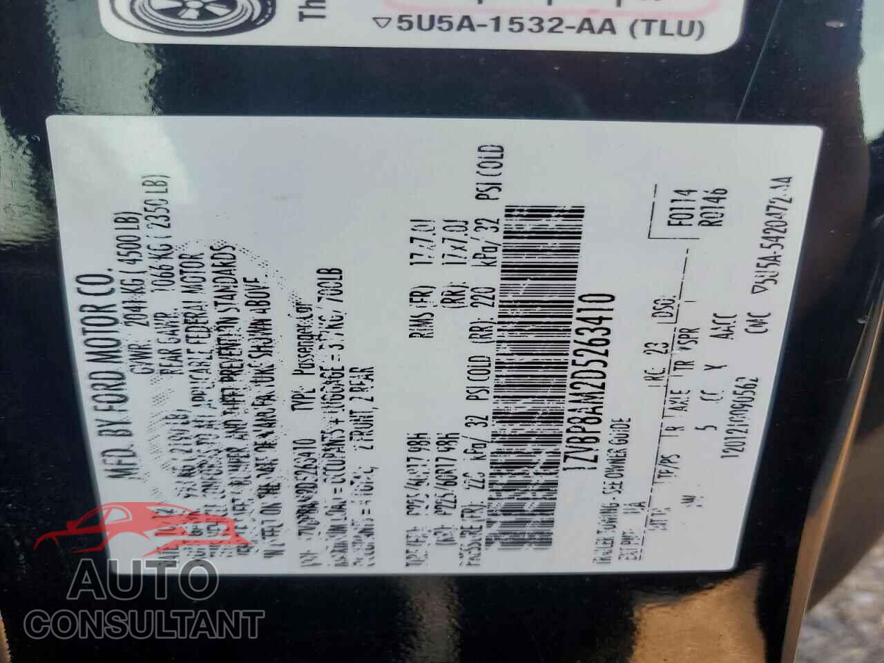 FORD MUSTANG 2013 - 1ZVBP8AM2D5263410