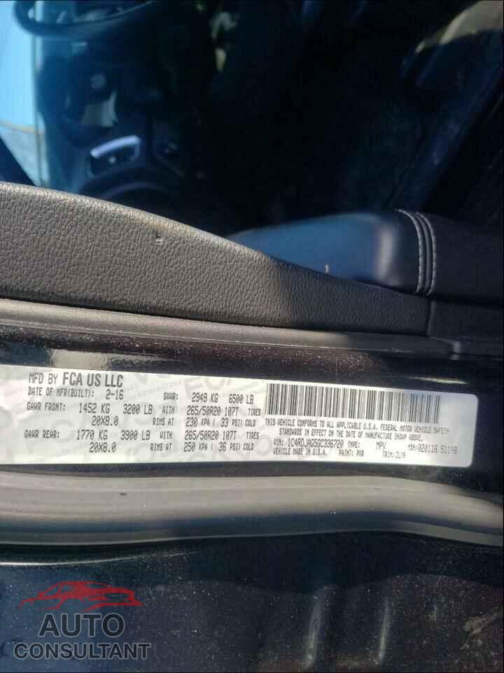 DODGE DURANGO 2016 - 1C4RDJAG5GC336720