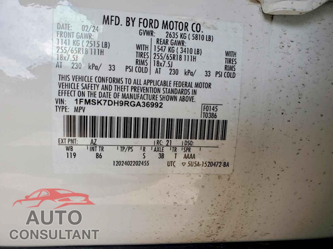 FORD EXPLORER 2024 - 1FMSK7DH9RGA36992