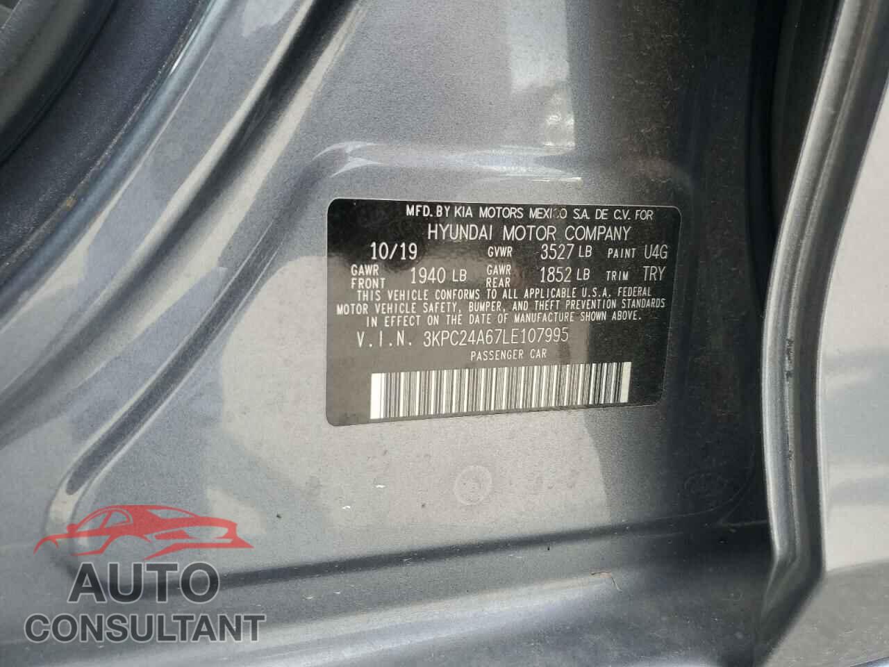 HYUNDAI ACCENT 2020 - 3KPC24A67LE107995