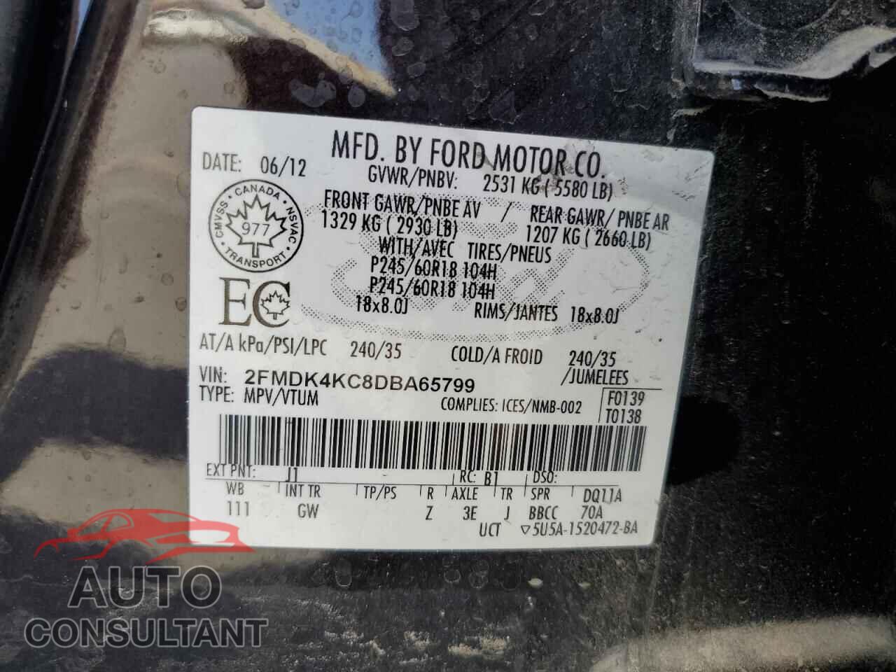 FORD EDGE 2013 - 2FMDK4KC8DBA65799