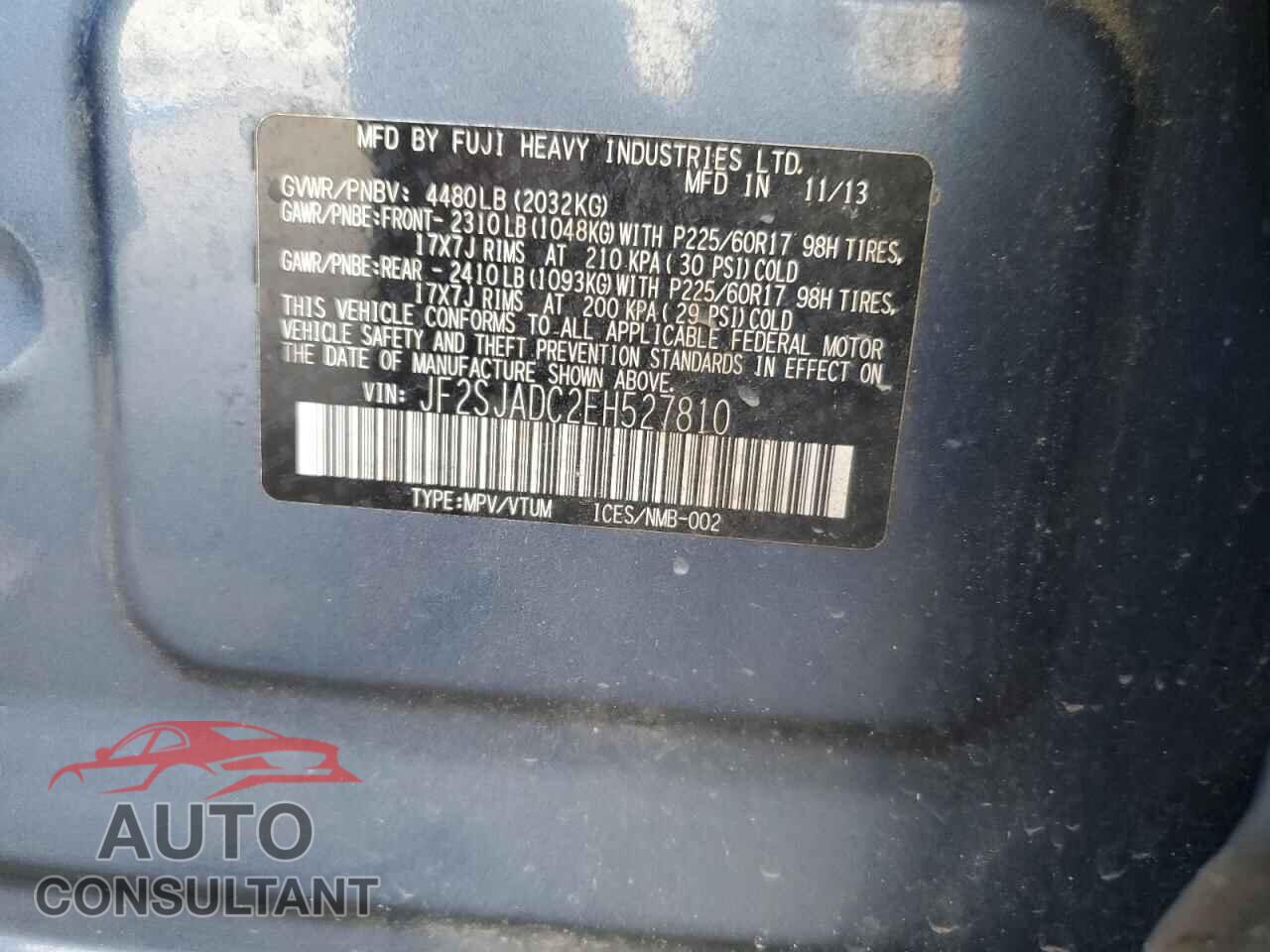 SUBARU FORESTER 2014 - JF2SJADC2EH527810