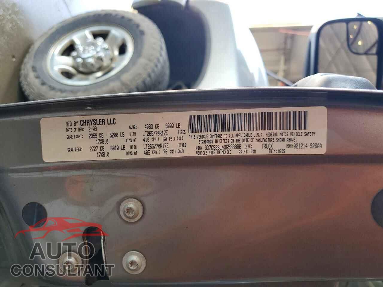 DODGE RAM 2500 2009 - 3D7KS28L49G538888