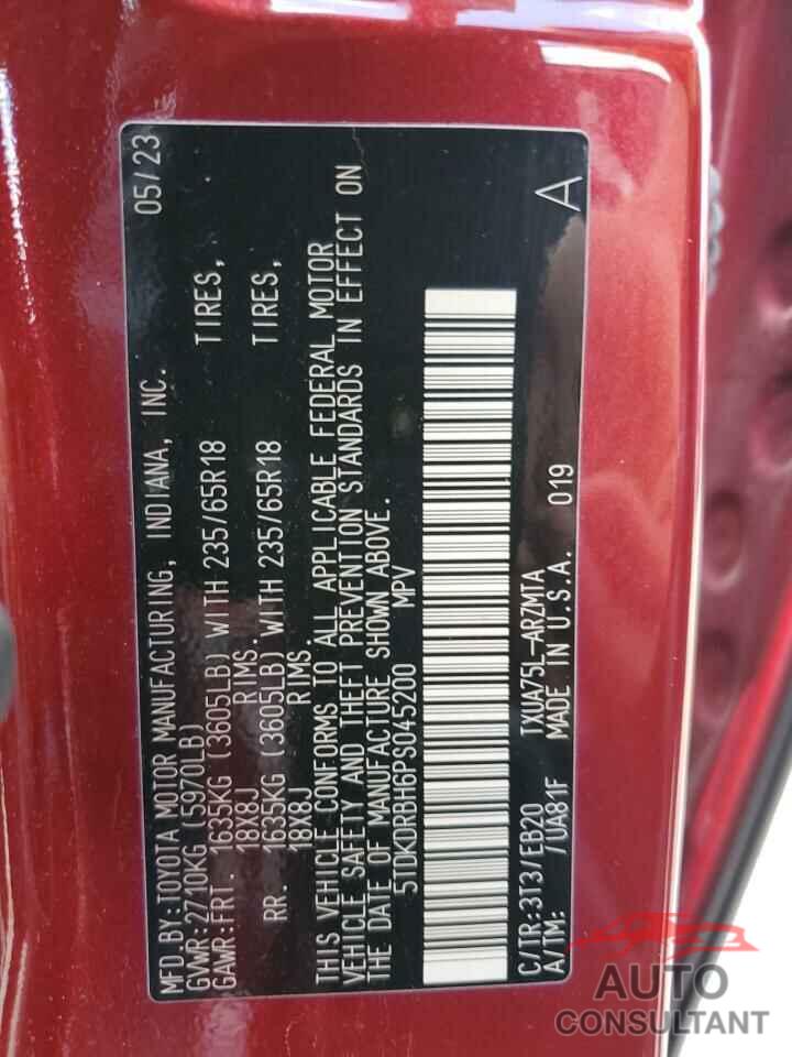 TOYOTA HIGHLANDER 2023 - 5TDKDRBH6PS045200