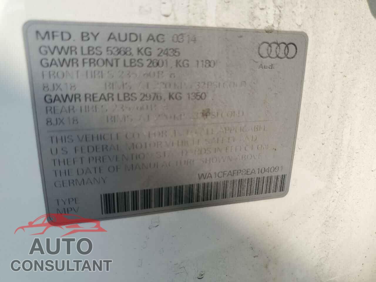 AUDI Q5 2014 - WA1CFAFP8EA104091