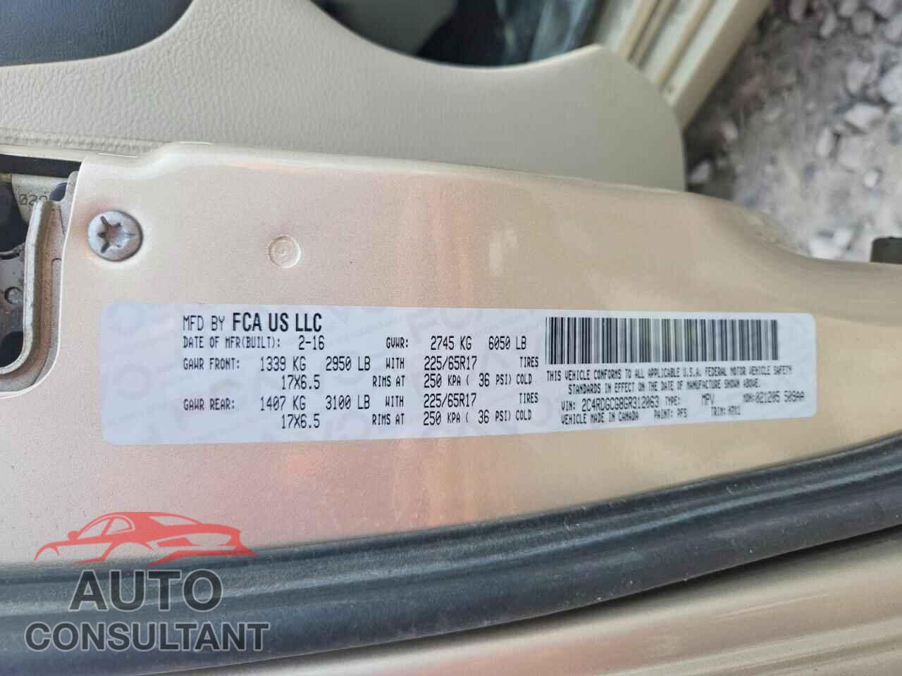 DODGE CARAVAN 2016 - 2C4RDGCG8GR312063