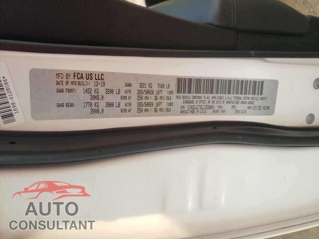 DODGE DURANGO 2020 - 1C4SDJCT6LC228841