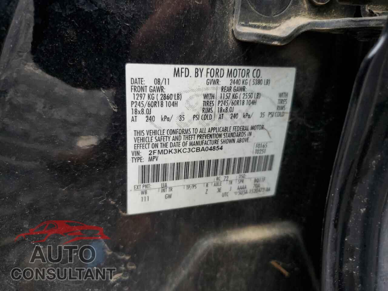 FORD EDGE 2012 - 2FMDK3KC3CBA04854