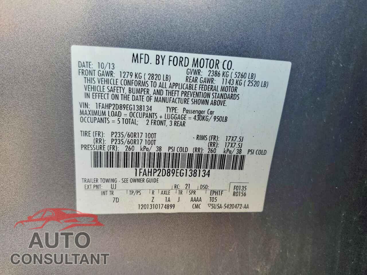 FORD TAURUS 2014 - 1FAHP2D89EG138134
