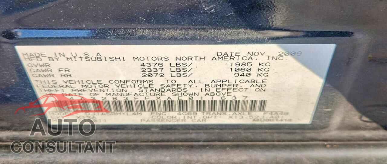 MITSUBISHI GALANT 2010 - 4A32B3FFXAE011637