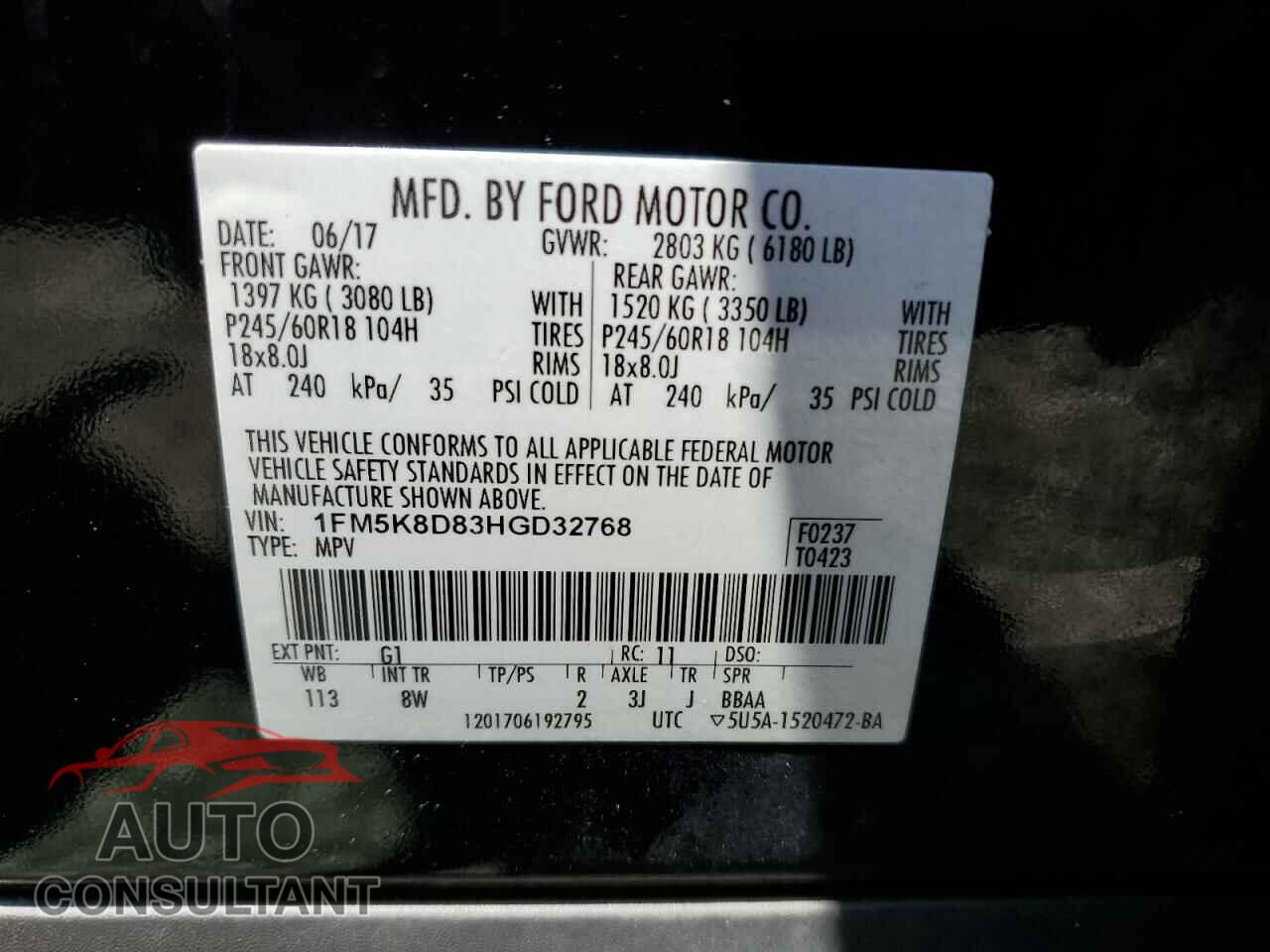 FORD EXPLORER 2017 - 1FM5K8D83HGD32768