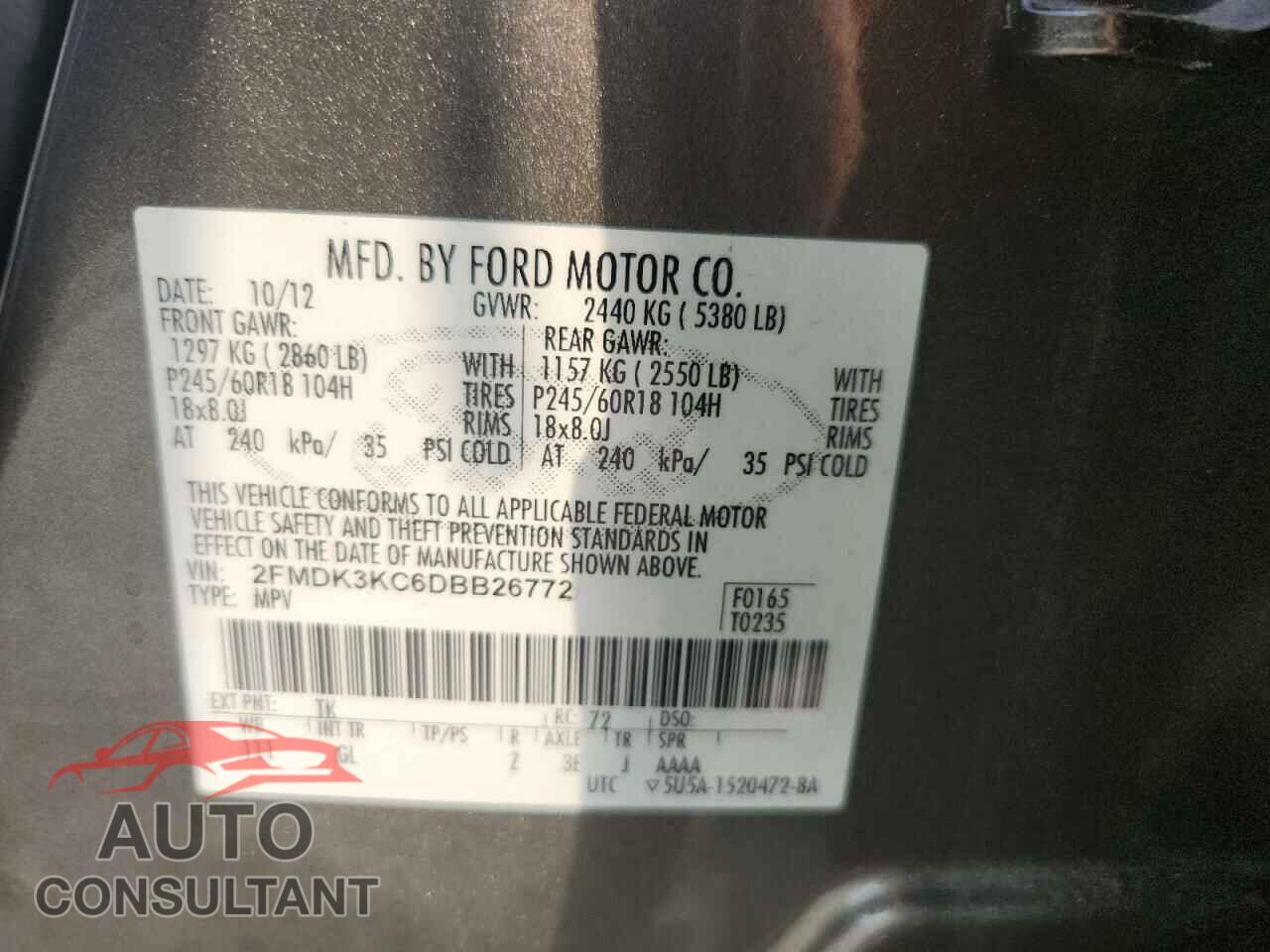 FORD EDGE 2013 - 2FMDK3KC6DBB26772