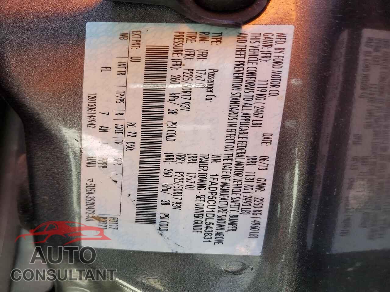 FORD CMAX 2013 - 1FADP5CU1DL543831