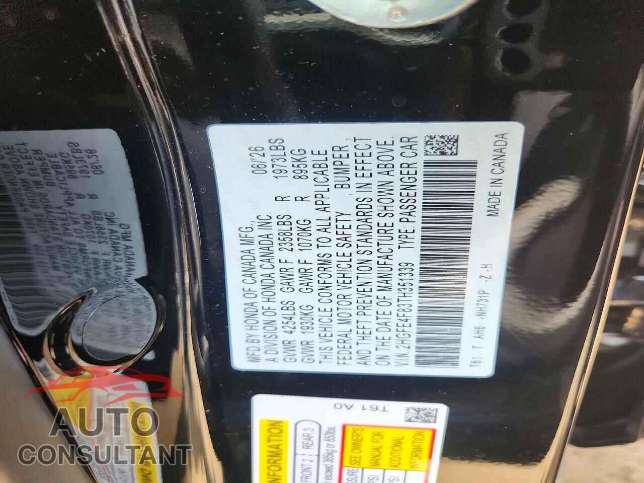 HONDA CIVIC 2026 - 2HGFE4F83TH351339