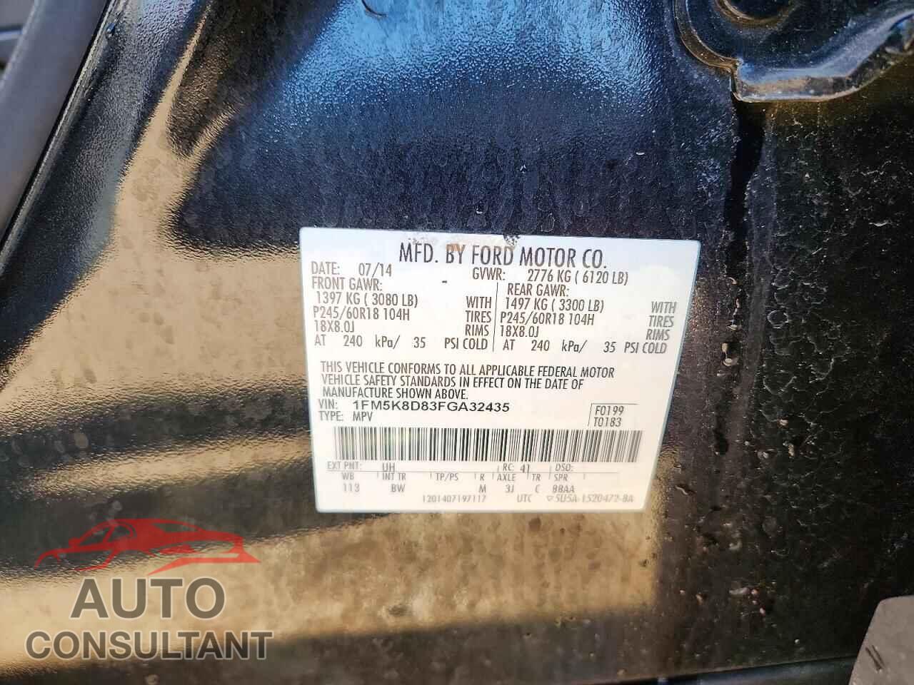 FORD EXPLORER 2015 - 1FM5K8D83FGA32435