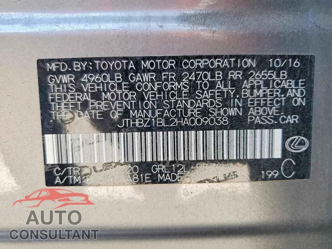 LEXUS GS 2017 - JTHBZ1BL2HA009038