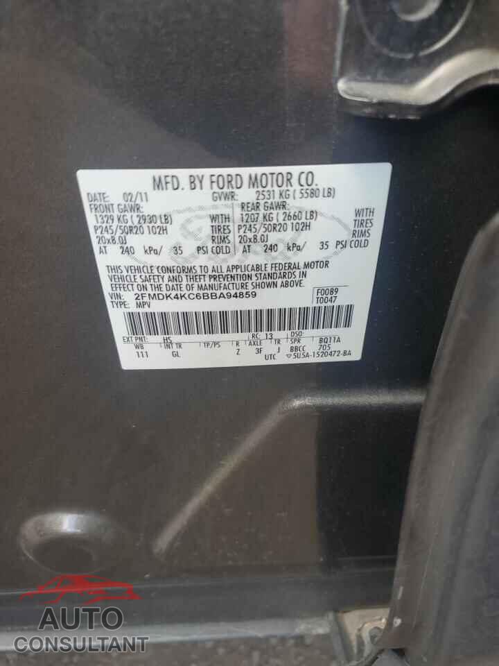 FORD EDGE 2011 - 2FMDK4KC6BBA94859