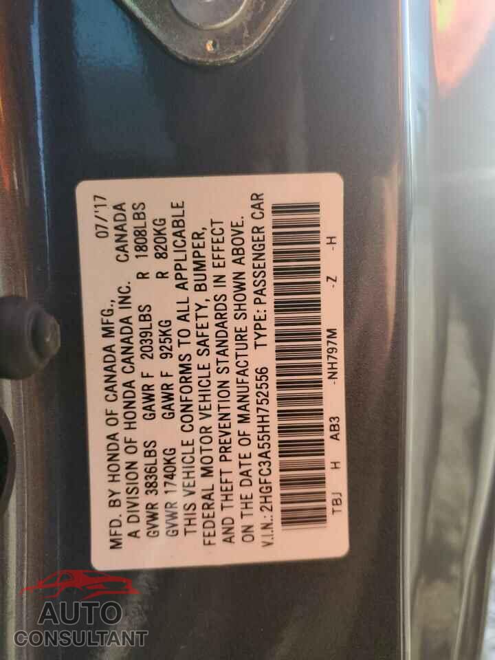 HONDA CIVIC 2017 - 2HGFC3A55HH752556