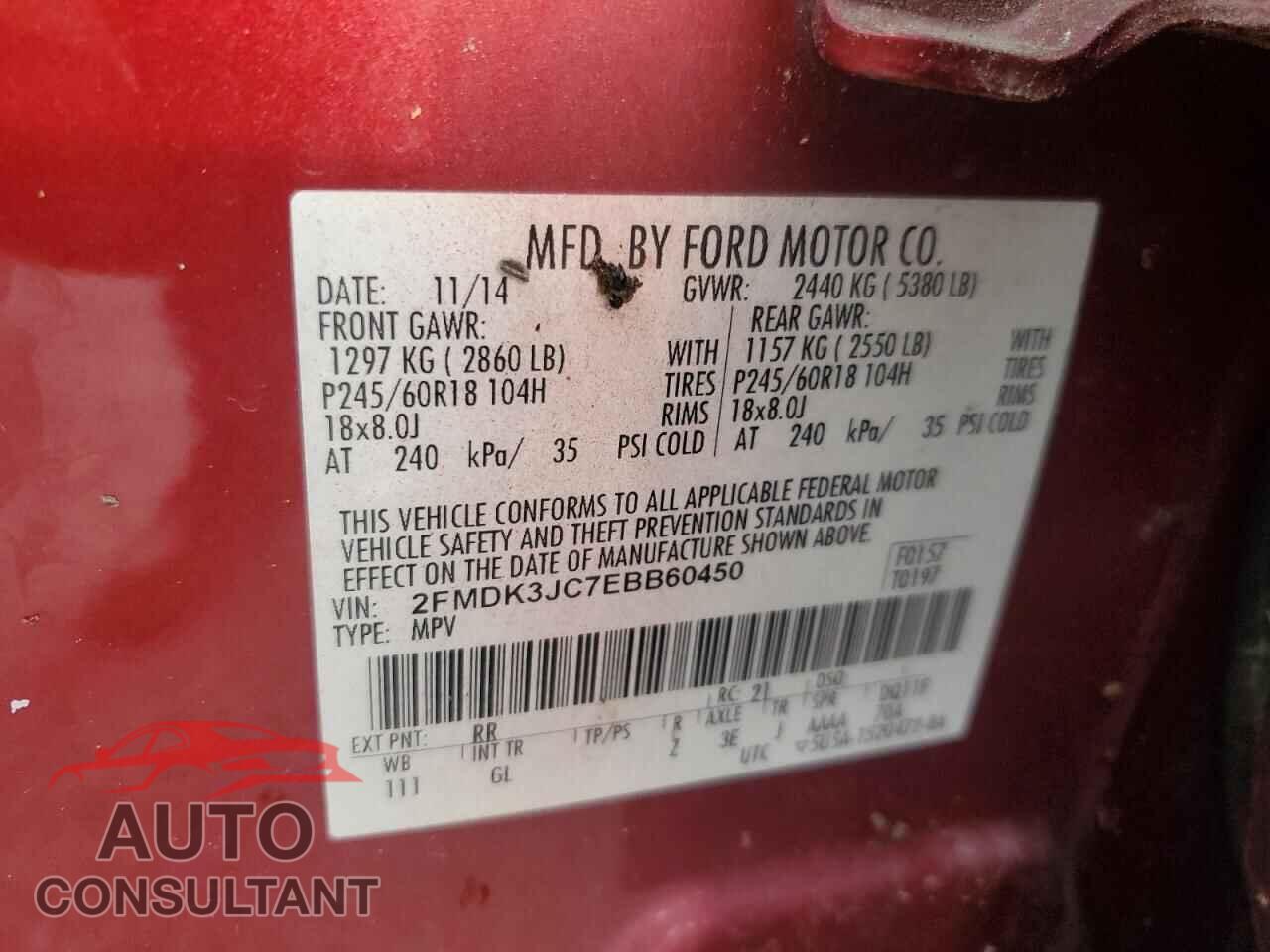 FORD EDGE 2014 - 2FMDK3JC7EBB60450