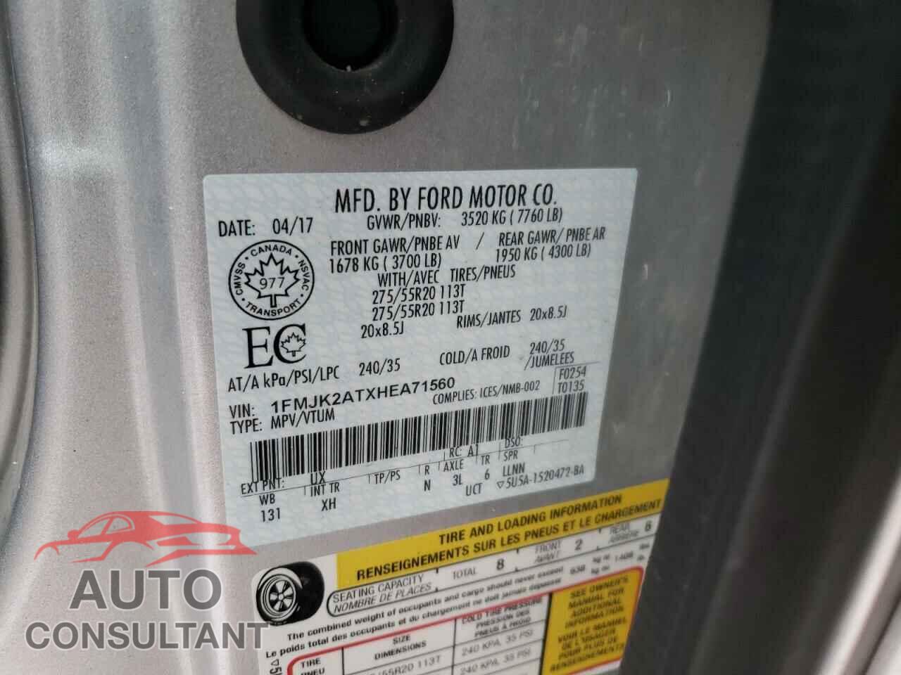FORD EXPEDITION 2017 - 1FMJK2ATXHEA71560