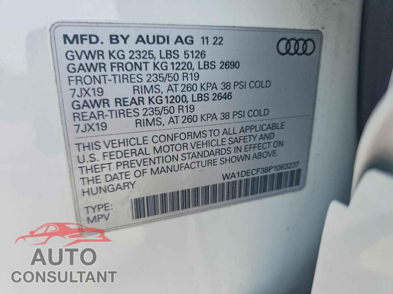 AUDI Q3 2023 - WA1DECF38P1063237