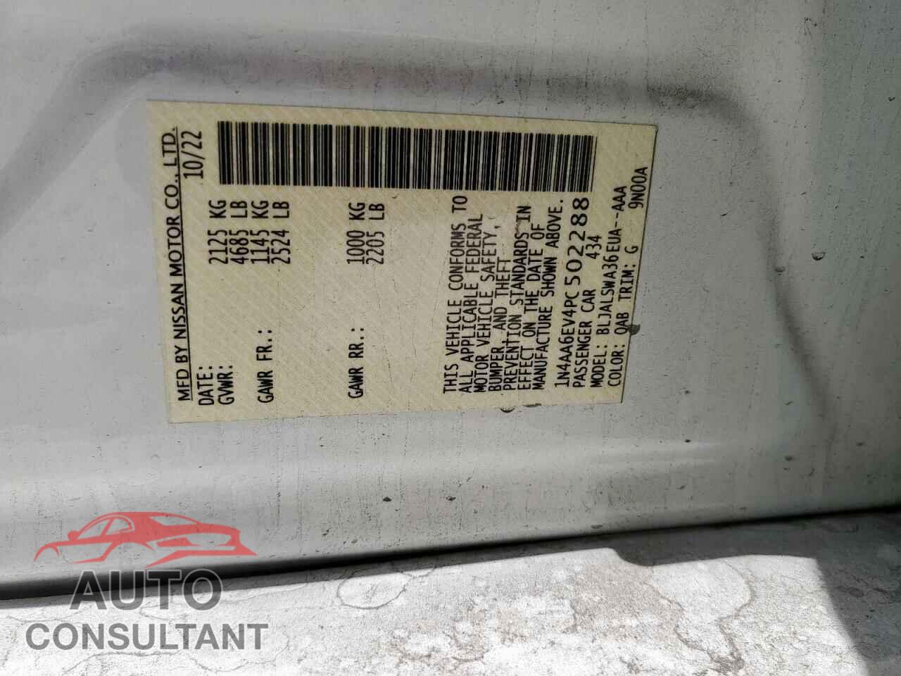 NISSAN MAXIMA 2023 - 1N4AA6EV4PC502288