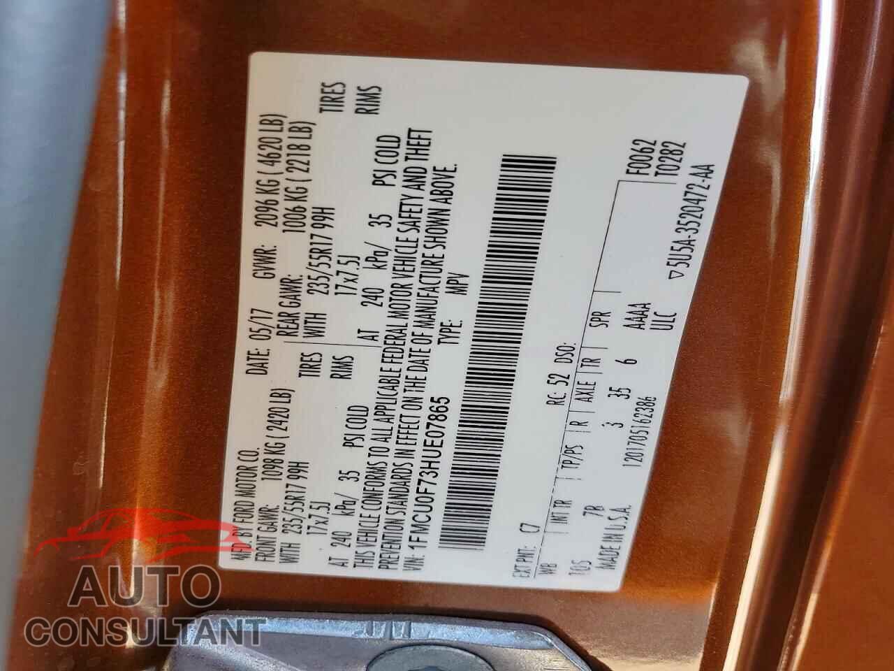 FORD ESCAPE 2017 - 1FMCU0F73HUE07865