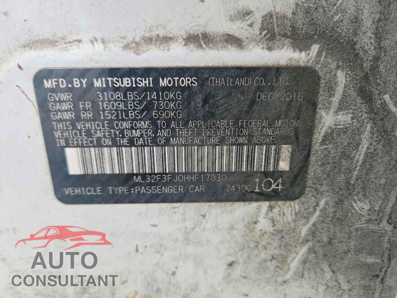 MITSUBISHI MIRAGE G4 2017 - ML32F3FJ0HHF17830