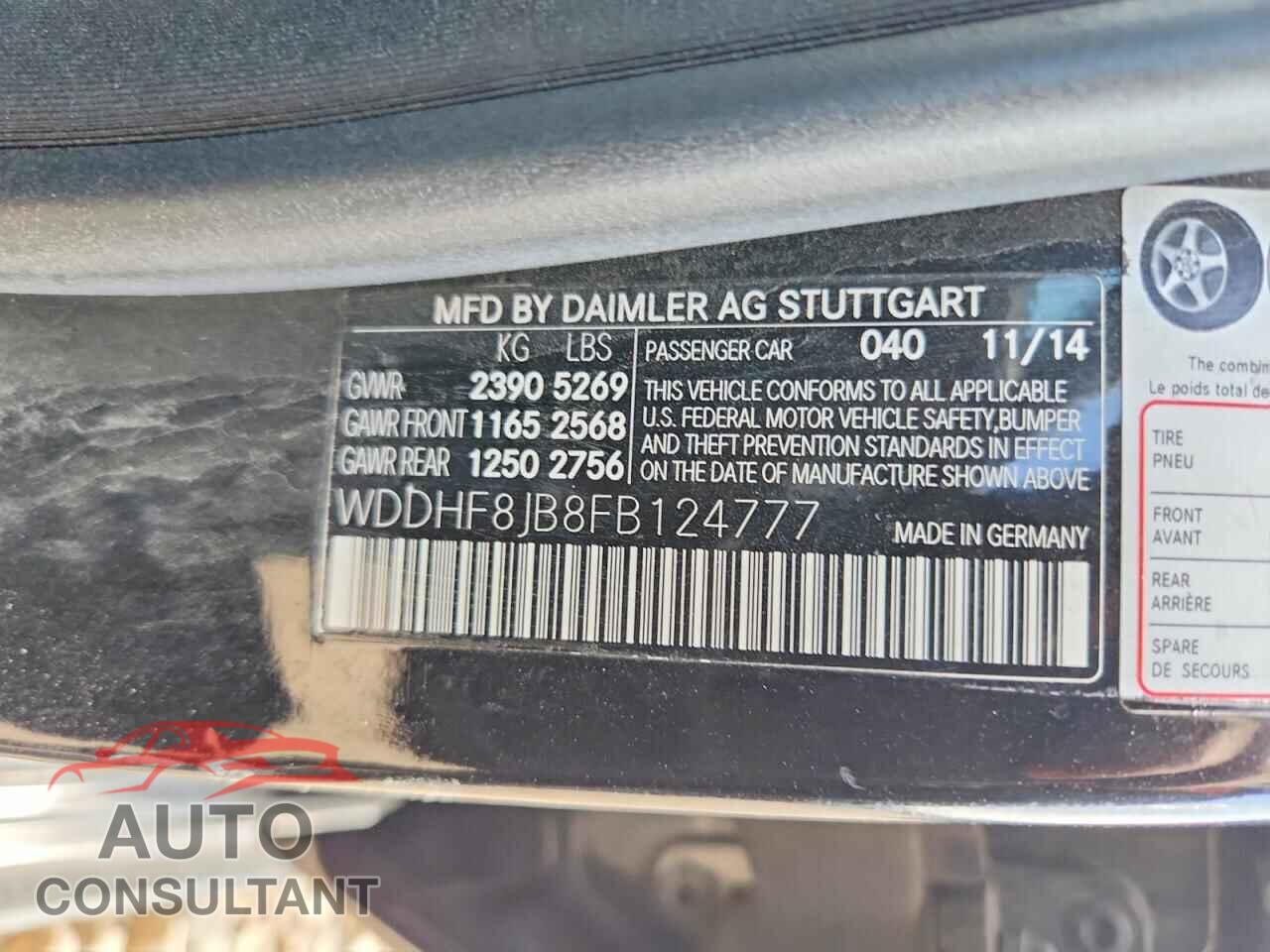 MERCEDES-BENZ E-CLASS 2015 - WDDHF8JB8FB124777