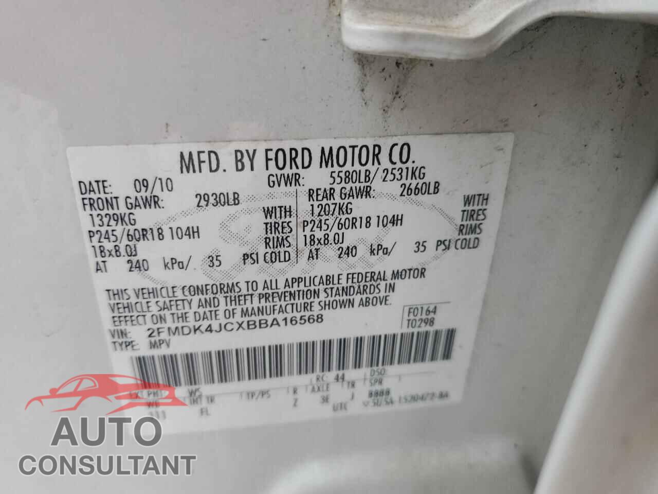 FORD EDGE 2011 - 2FMDK4JCXBBA16568