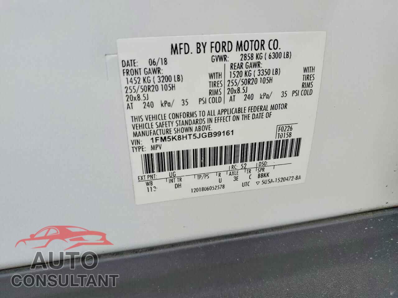FORD EXPLORER 2018 - 1FM5K8HT5JGB99161