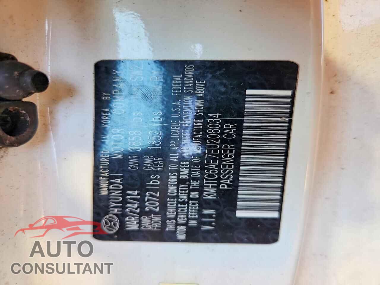 HYUNDAI VELOSTER 2014 - KMHTC6AE7EU208034