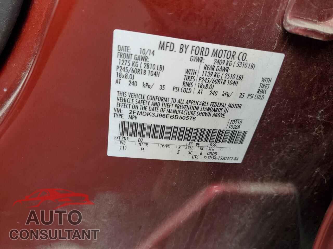 FORD EDGE 2014 - 2FMDK3J96EBB50576