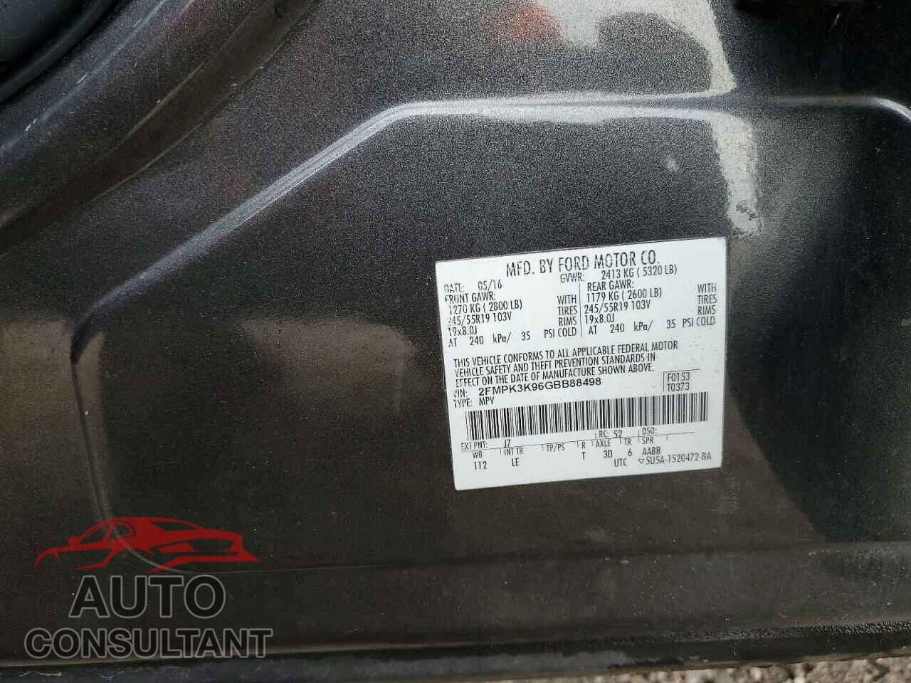 FORD EDGE 2016 - 2FMPK3K96GBB88498